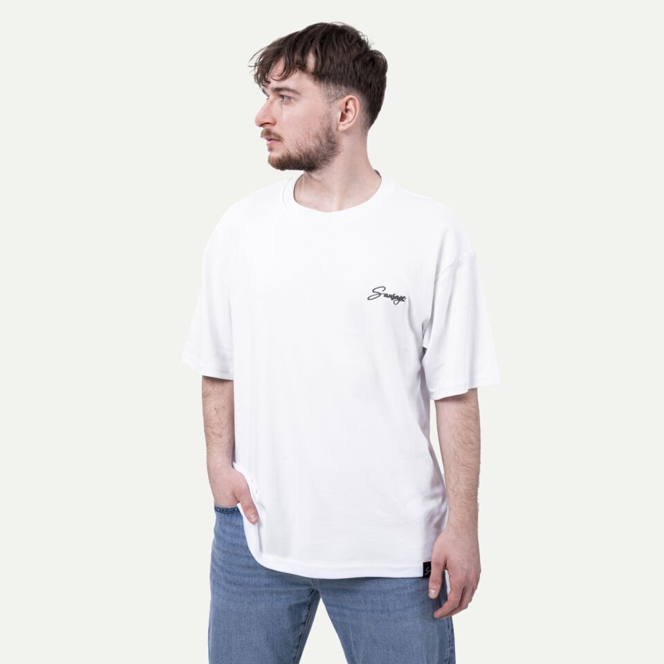 Nakışlı Tişört Beyaz XL
