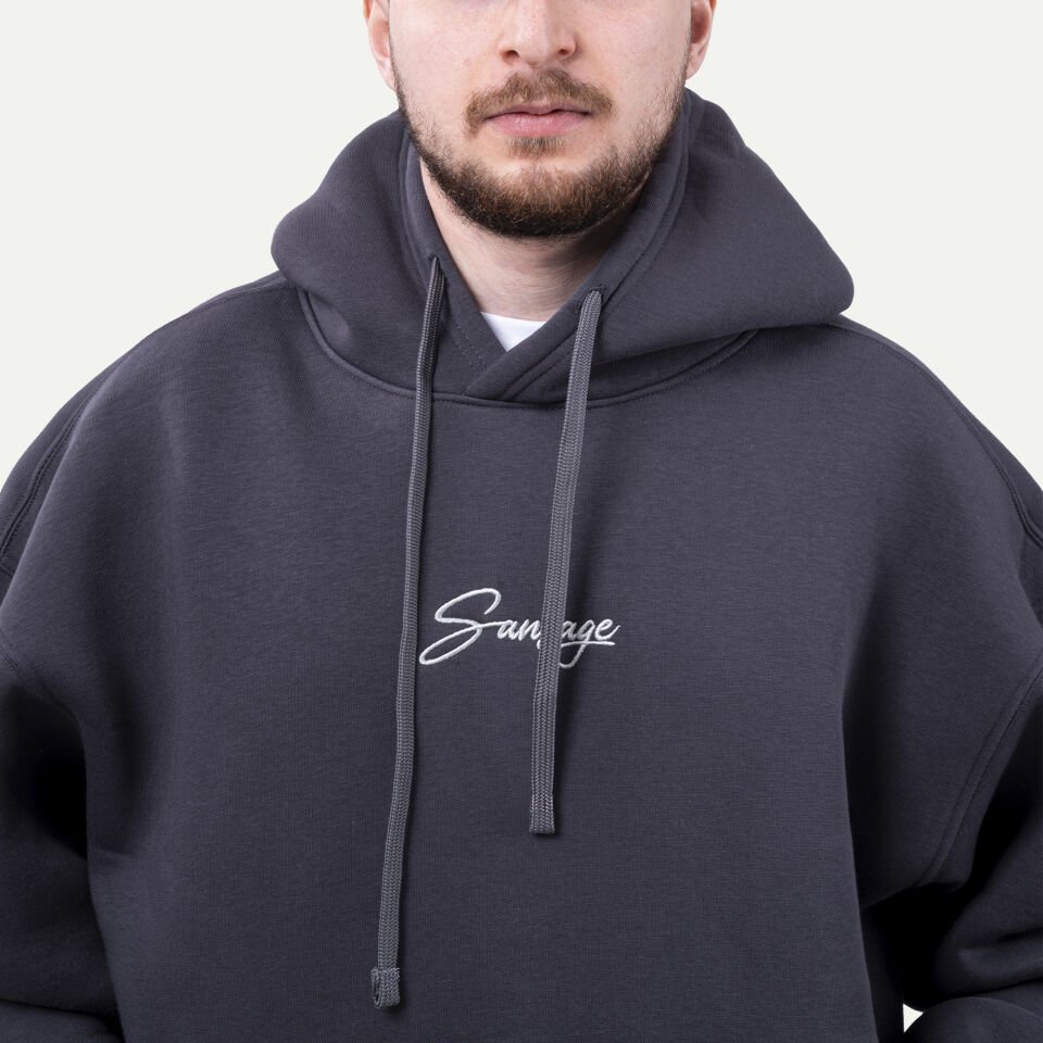 Nakışlı Sweatshirt Antrasit XL